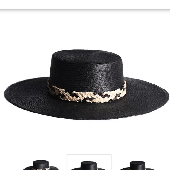 New Anthropologie ASN Astoria Black Straw Hat - Picture 7 of 8